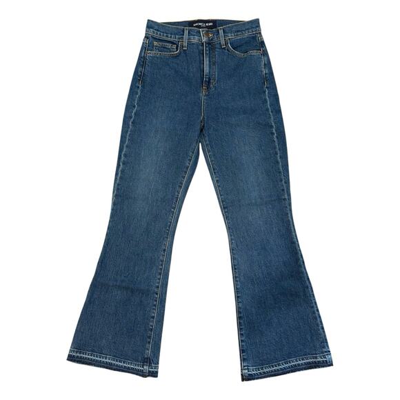 Veronica Beard Carson Ankle Flare Jeans Size 27 Thriller Wash Raw Hem High Rise - Picture 1 of 9